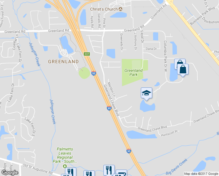 map of restaurants, bars, coffee shops, grocery stores, and more near 12024 Marldon Lane in Jacksonville
