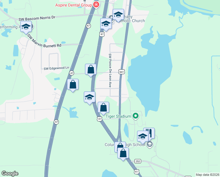 map of restaurants, bars, coffee shops, grocery stores, and more near 201 Southwest Coronado Street in Lake City