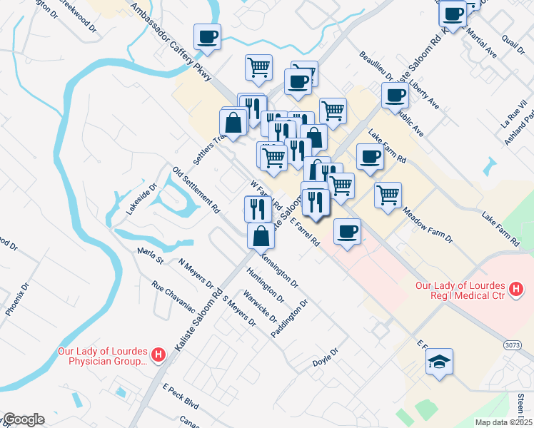 map of restaurants, bars, coffee shops, grocery stores, and more near 113 Milan Circle in Lafayette