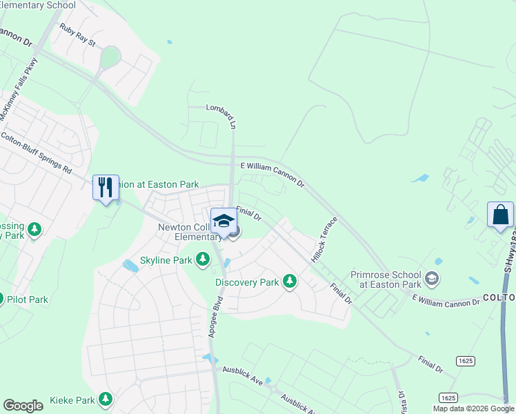 map of restaurants, bars, coffee shops, grocery stores, and more near 8102-8228 Colton-Bluff Springs Road in Austin
