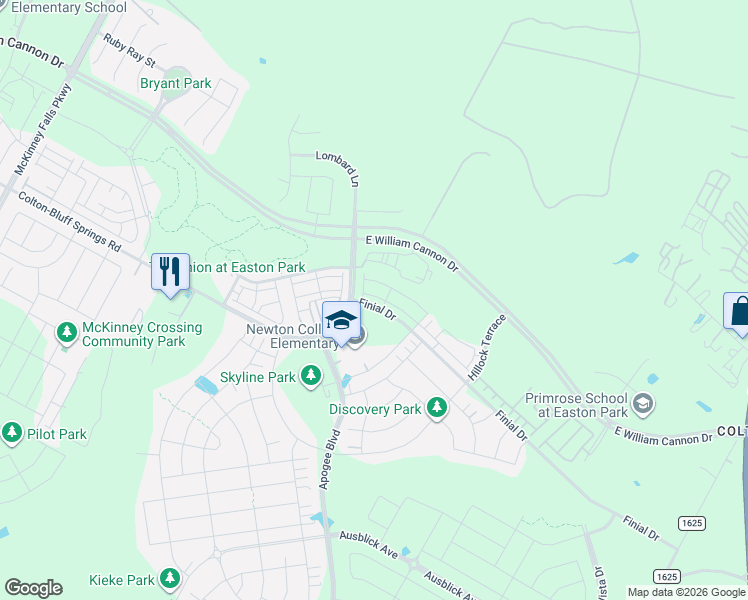 map of restaurants, bars, coffee shops, grocery stores, and more near 8102-8476 Colton-Bluff Springs Road in Austin