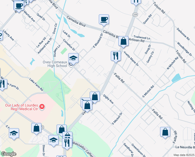 map of restaurants, bars, coffee shops, grocery stores, and more near 110 Swan Circle in Lafayette
