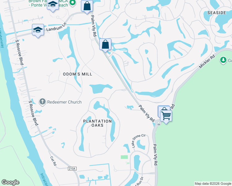 map of restaurants, bars, coffee shops, grocery stores, and more near 151 Bay Cove Drive in Ponte Vedra Beach