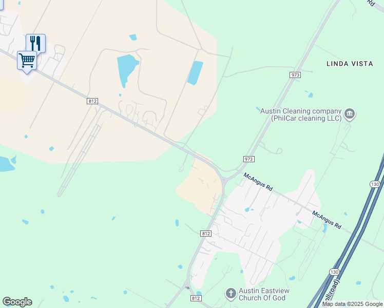 map of restaurants, bars, coffee shops, grocery stores, and more near 10108 Farm to Market Road 812 in Austin