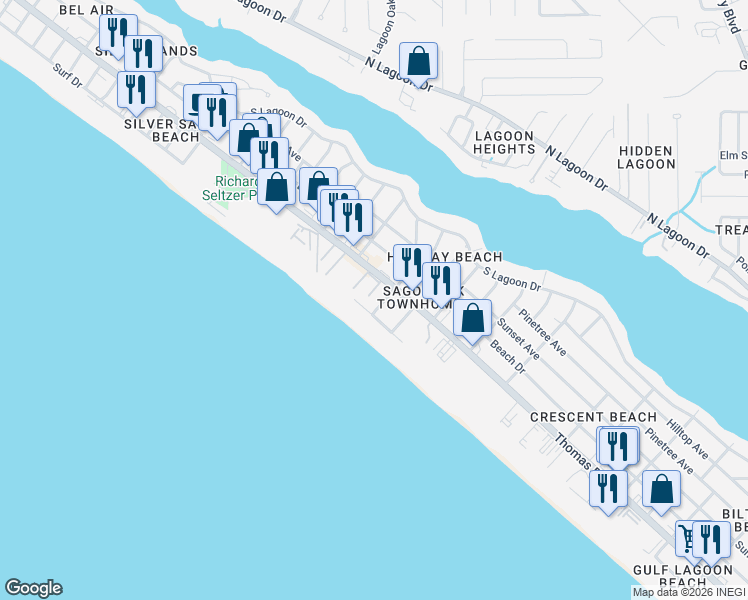 map of restaurants, bars, coffee shops, grocery stores, and more near 6716 Gulf Drive in Panama City Beach