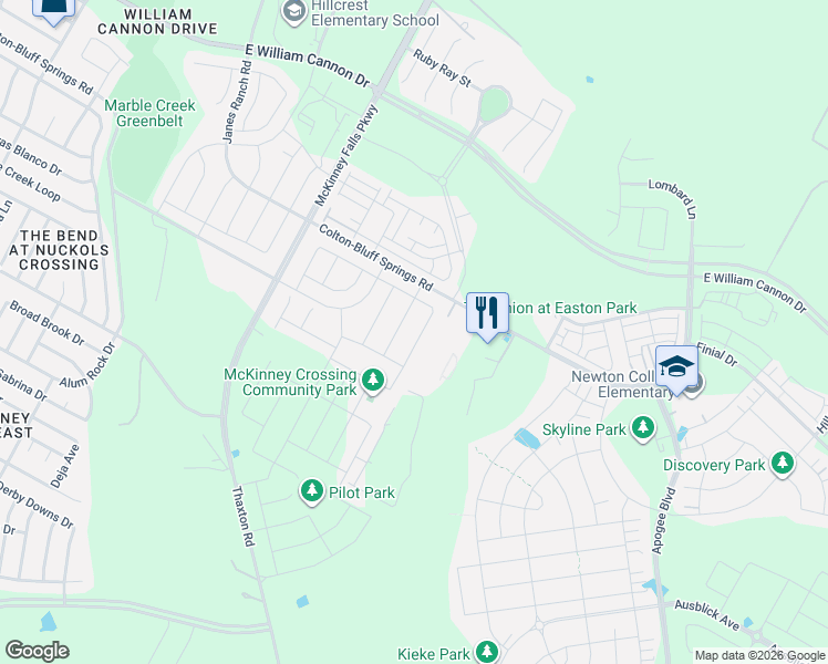 map of restaurants, bars, coffee shops, grocery stores, and more near 7511 Colton-Bluff Springs Road in Austin