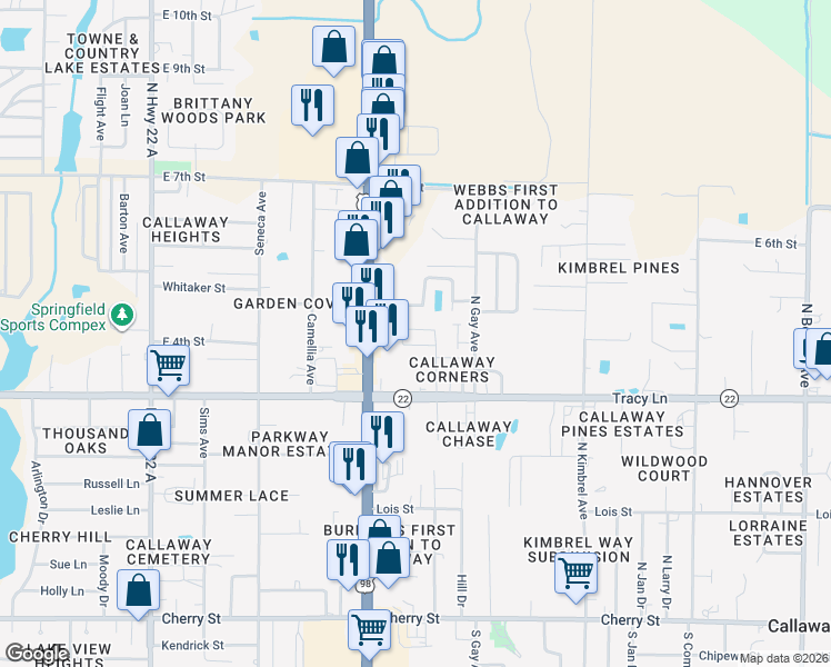 map of restaurants, bars, coffee shops, grocery stores, and more near 443 Raven Lane in Panama City