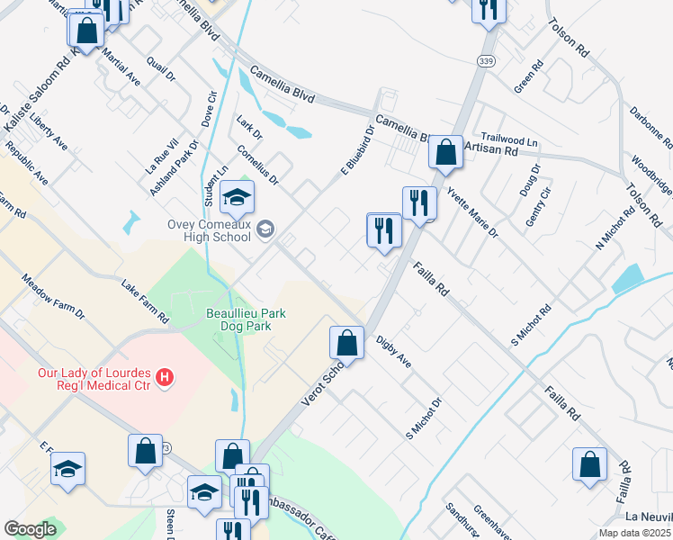 map of restaurants, bars, coffee shops, grocery stores, and more near 141 Digby Avenue in Lafayette