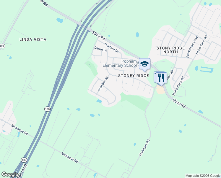map of restaurants, bars, coffee shops, grocery stores, and more near 11717 Morning View Drive in Del Valle