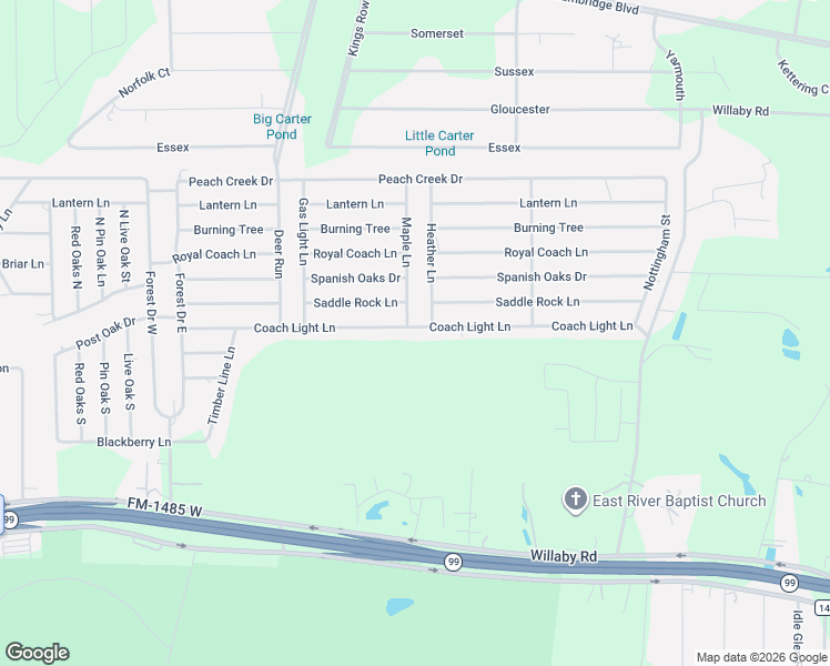 map of restaurants, bars, coffee shops, grocery stores, and more near 19800 Heather Lane in New Caney