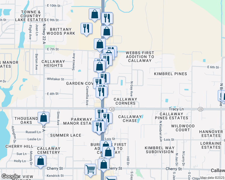map of restaurants, bars, coffee shops, grocery stores, and more near 5626 Martin Court in Panama City