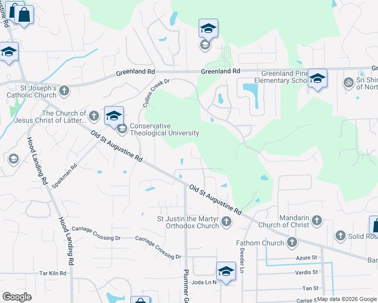map of restaurants, bars, coffee shops, grocery stores, and more near 11972 Lazarette Court in Jacksonville