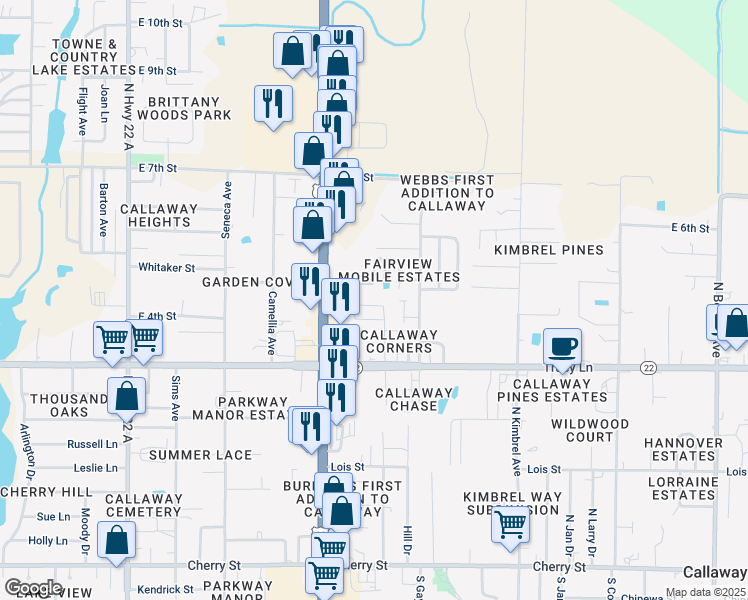 map of restaurants, bars, coffee shops, grocery stores, and more near 428 North Anita Drive in Panama City