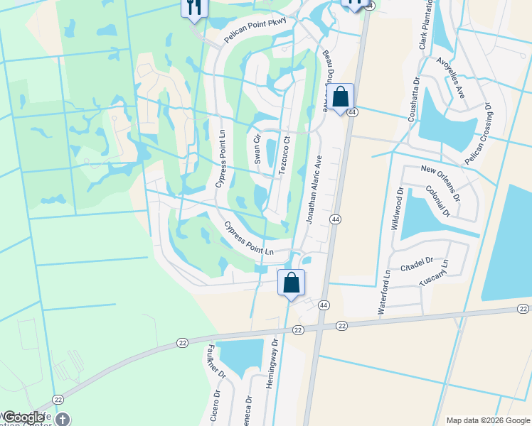 map of restaurants, bars, coffee shops, grocery stores, and more near 40103 Eagles Nest in Gonzales