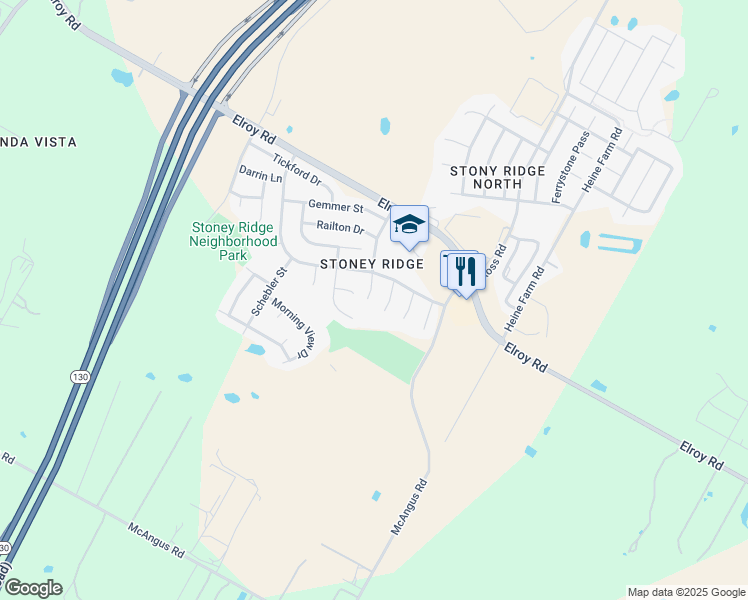 map of restaurants, bars, coffee shops, grocery stores, and more near 7221 Proud Panda Drive in Austin