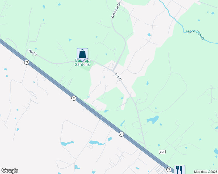 map of restaurants, bars, coffee shops, grocery stores, and more near 124 Holman Lane in Cedar Creek