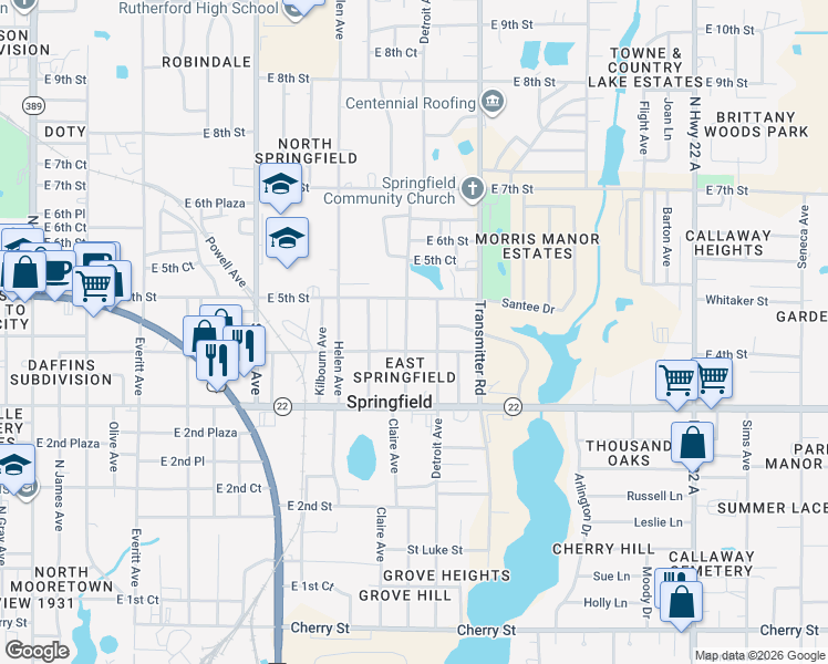 map of restaurants, bars, coffee shops, grocery stores, and more near 413 Harlem Avenue in Panama City Beach