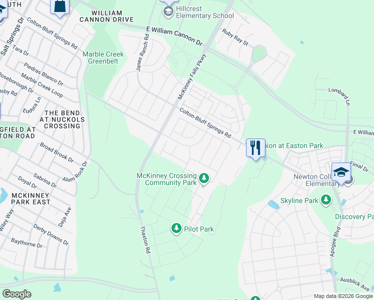map of restaurants, bars, coffee shops, grocery stores, and more near McKinney Falls Parkway in Austin