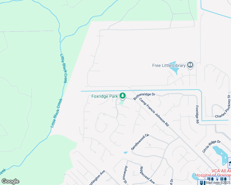 map of restaurants, bars, coffee shops, grocery stores, and more near 2612 Bottomridge Drive in Orange Park