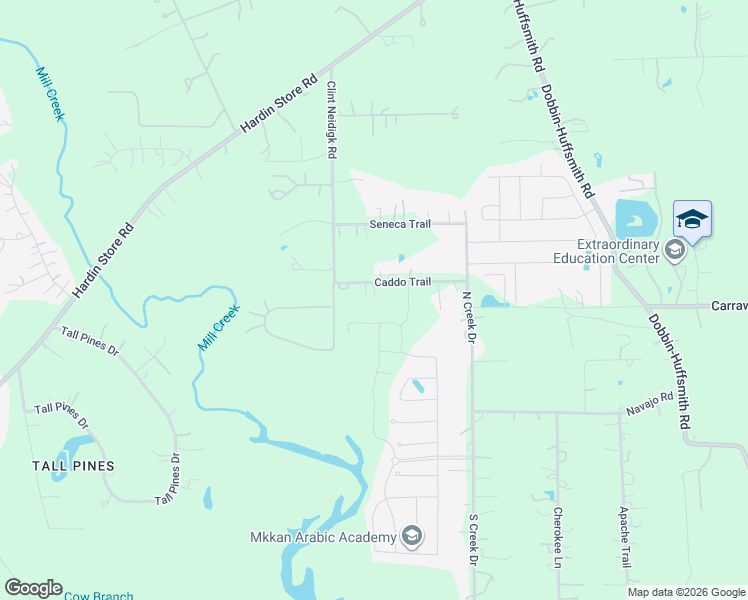map of restaurants, bars, coffee shops, grocery stores, and more near 10119 Caddo Trail in Magnolia