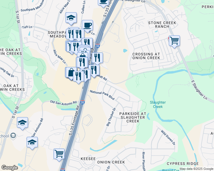 map of restaurants, bars, coffee shops, grocery stores, and more near 10000 Anahuac Trail in Austin