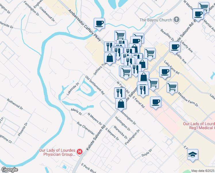 map of restaurants, bars, coffee shops, grocery stores, and more near 108 Laguna Lane in Lafayette