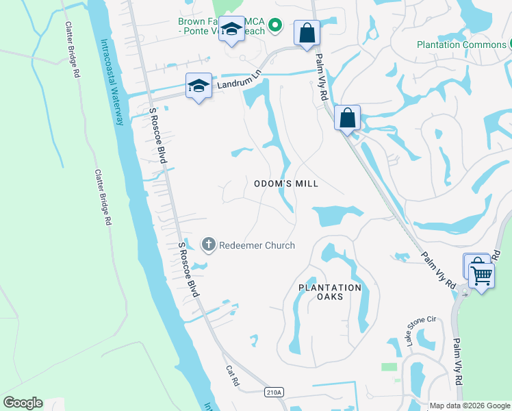 map of restaurants, bars, coffee shops, grocery stores, and more near 809 Mill Stream Road in Ponte Vedra Beach