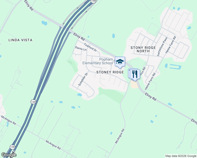 map of restaurants, bars, coffee shops, grocery stores, and more near 7216 Wardman Dr in Austin