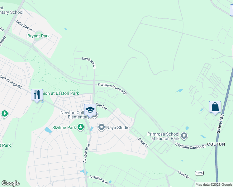 map of restaurants, bars, coffee shops, grocery stores, and more near 8100 1/2 Colton-Bluff Springs Road in Austin