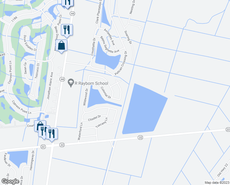 map of restaurants, bars, coffee shops, grocery stores, and more near 41266 New Orleans Drive in Sorrento