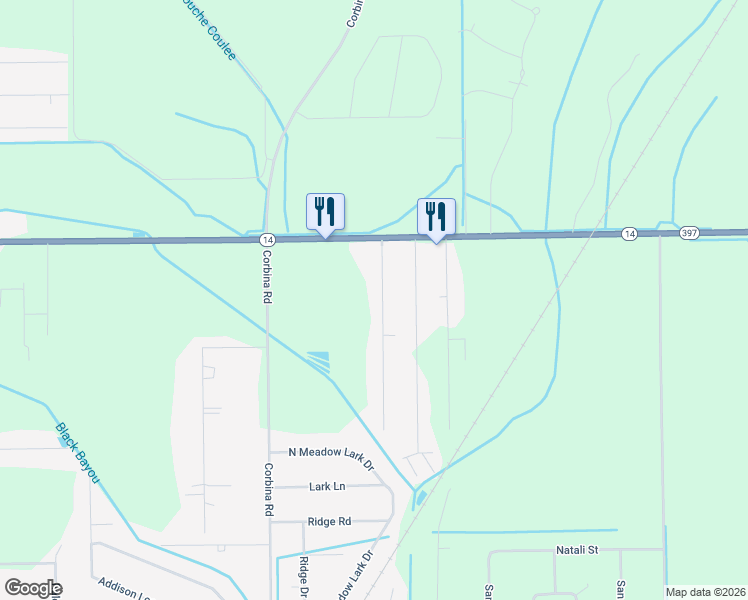 map of restaurants, bars, coffee shops, grocery stores, and more near 5530 Western Dr in Lake Charles