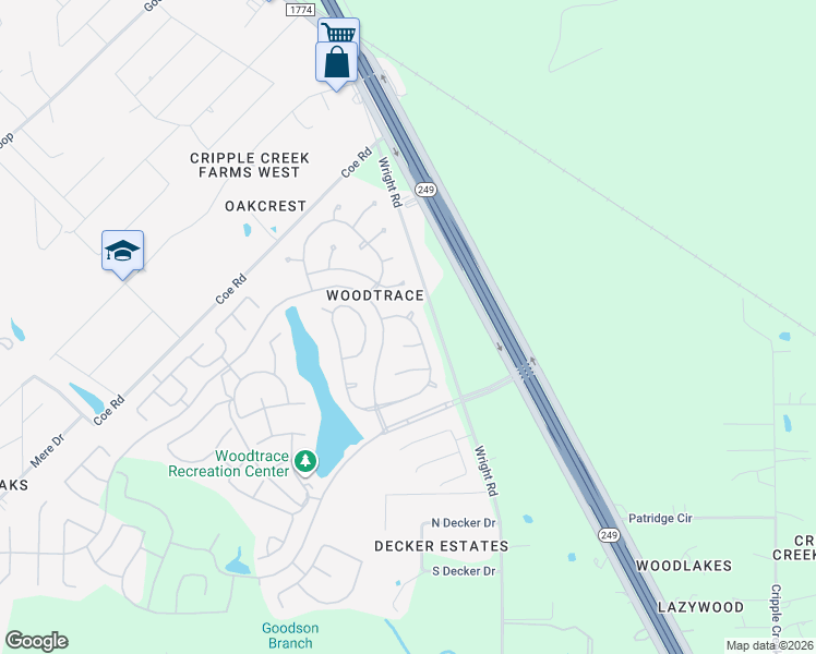 map of restaurants, bars, coffee shops, grocery stores, and more near 34119 Mill Creek Way in Pinehurst