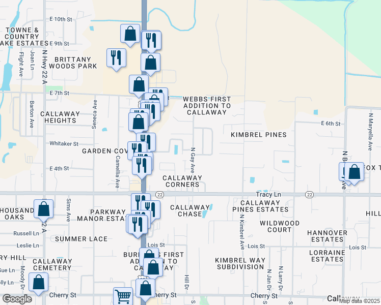 map of restaurants, bars, coffee shops, grocery stores, and more near 421 North Gay Avenue in Panama City