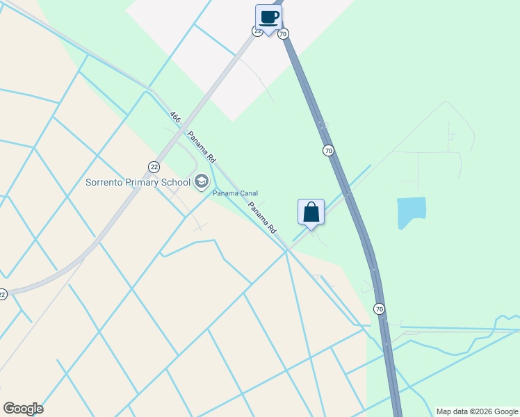 map of restaurants, bars, coffee shops, grocery stores, and more near 6100 Panama Road in Sorrento