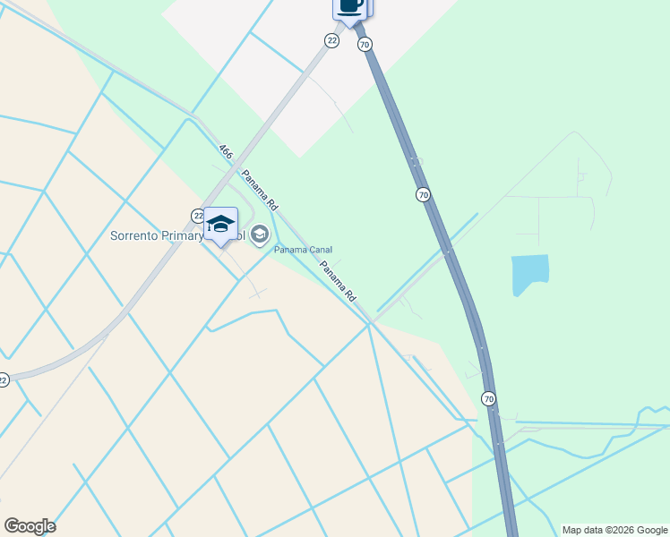 map of restaurants, bars, coffee shops, grocery stores, and more near 6100 Panama Road in Sorrento