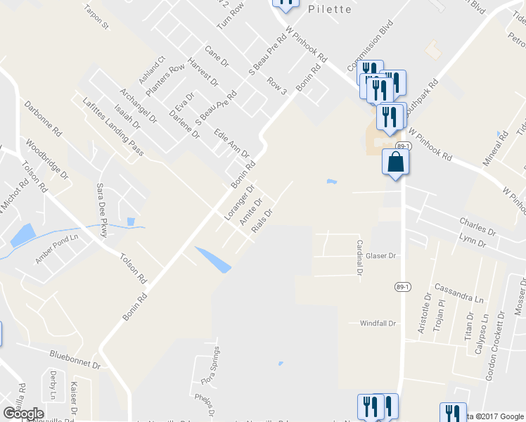 map of restaurants, bars, coffee shops, grocery stores, and more near 213 Rials Drive in Lafayette