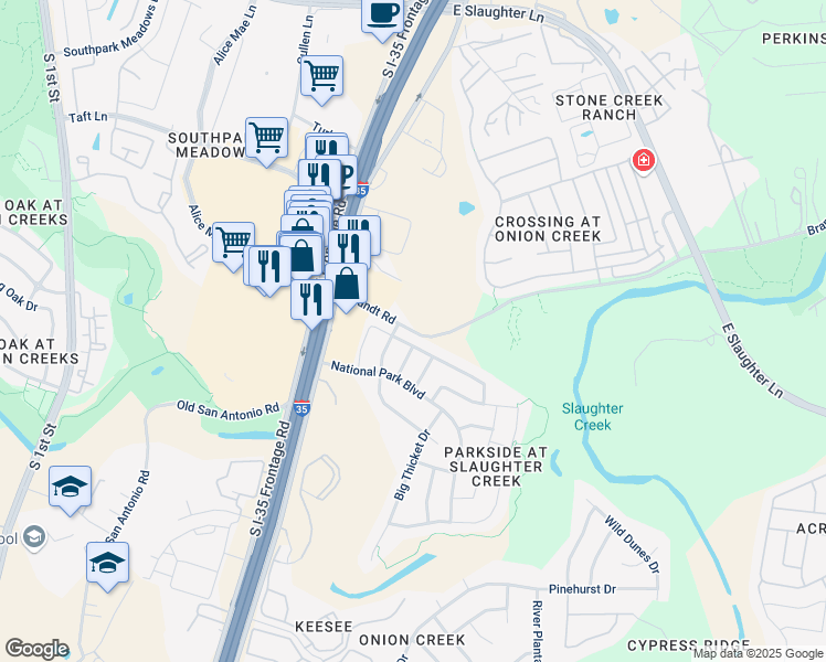 map of restaurants, bars, coffee shops, grocery stores, and more near 2149 Brandt Road in Austin