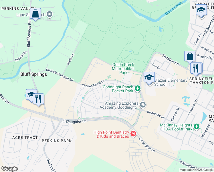 map of restaurants, bars, coffee shops, grocery stores, and more near 8721 Mina Drive in Austin