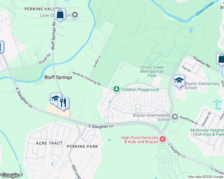 map of restaurants, bars, coffee shops, grocery stores, and more near 8705 Alderman Drive in Austin