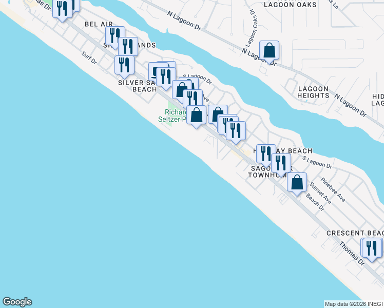 map of restaurants, bars, coffee shops, grocery stores, and more near 7115 Thomas Dr in Panama City Beach