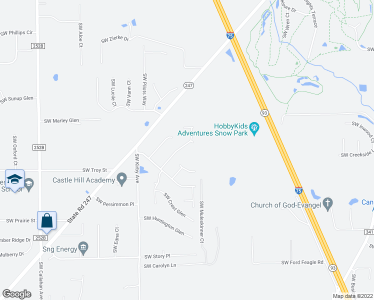 map of restaurants, bars, coffee shops, grocery stores, and more near 267 Southwest Guthrie Terrace in Lake City