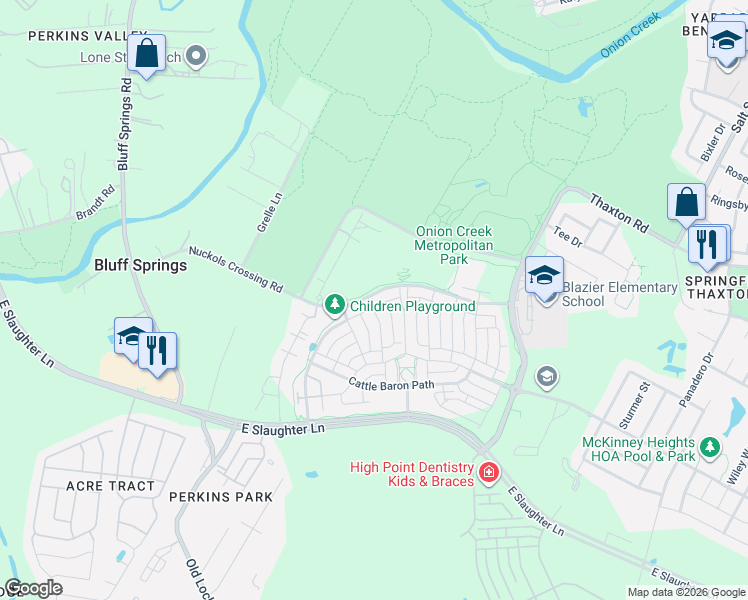 map of restaurants, bars, coffee shops, grocery stores, and more near 8712 Mina Drive in Austin
