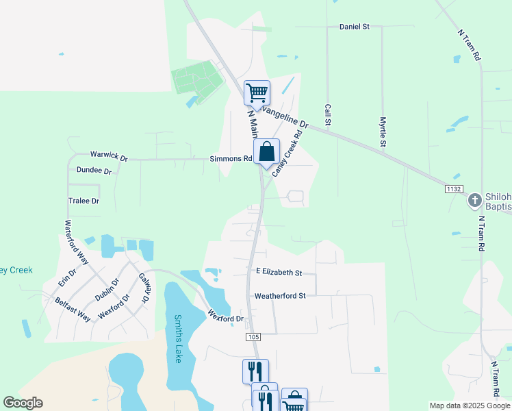 map of restaurants, bars, coffee shops, grocery stores, and more near 2353 North Main Street in Vidor