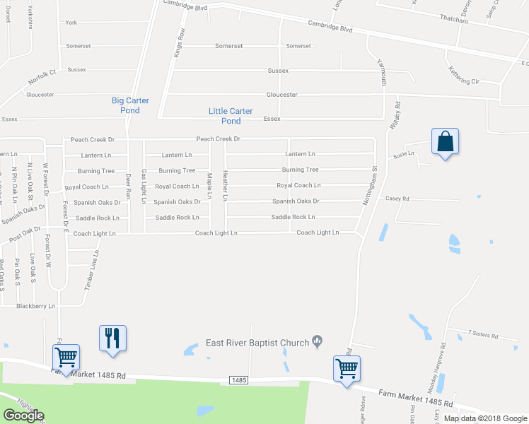 map of restaurants, bars, coffee shops, grocery stores, and more near 27297 Saddle Rock Lane in New Caney