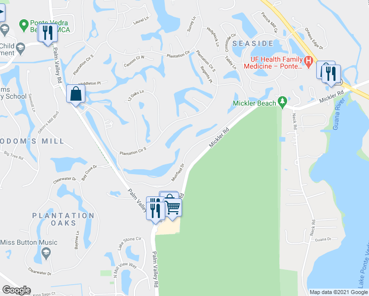map of restaurants, bars, coffee shops, grocery stores, and more near 144 Muirfield Dr in Palm Valley