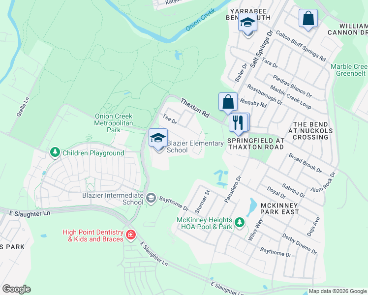 map of restaurants, bars, coffee shops, grocery stores, and more near 8105 Lalew Cove in Austin