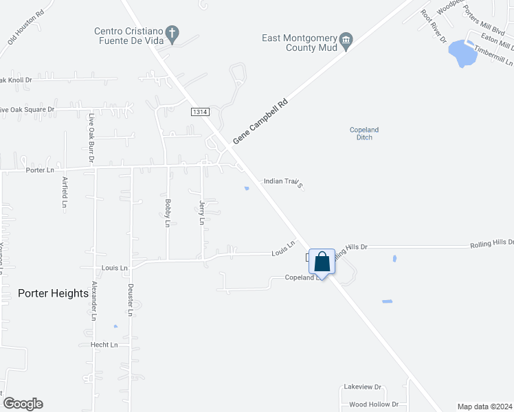map of restaurants, bars, coffee shops, grocery stores, and more near 20216 Farm to Market Road 1314 in Porter