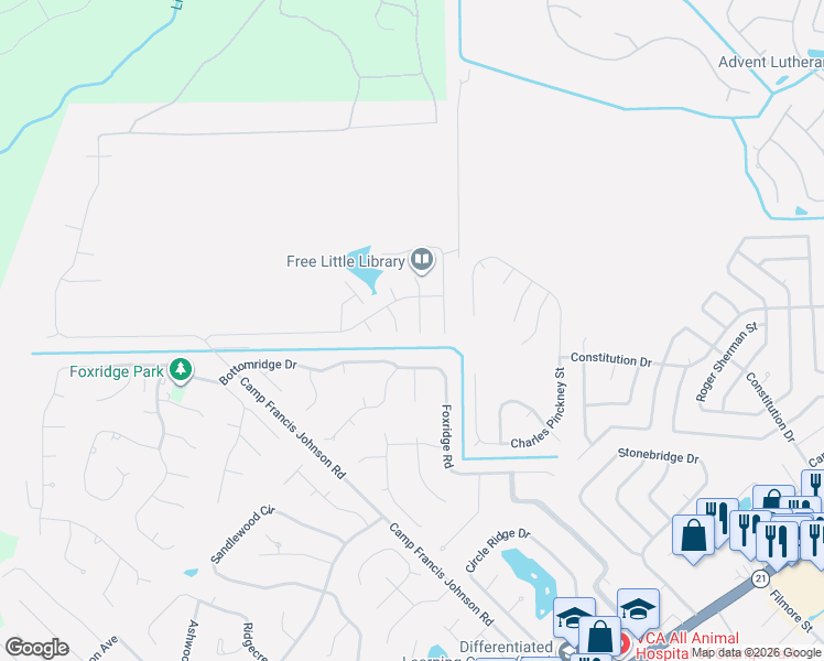 map of restaurants, bars, coffee shops, grocery stores, and more near 841 Midland Court in Orange Park