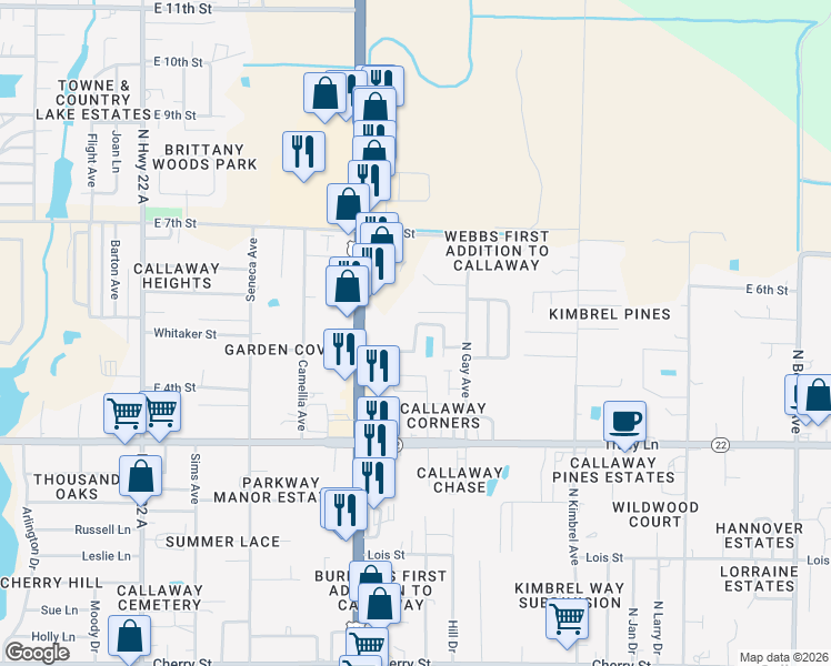 map of restaurants, bars, coffee shops, grocery stores, and more near 428 North Anita Drive in Panama City