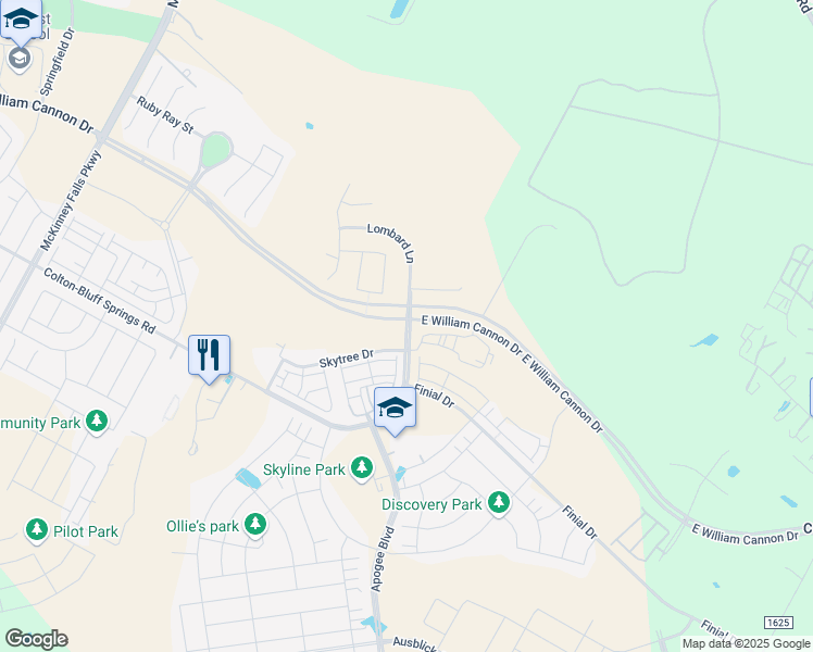 map of restaurants, bars, coffee shops, grocery stores, and more near 8980 Colton-Bluff Springs Road in Austin